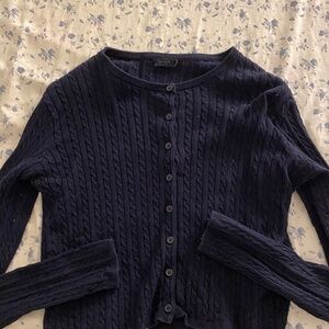 Brandy Melville Blue Zoe Cable Knit Cardigan